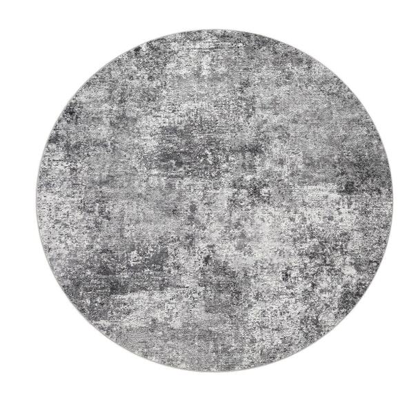 5 ft Round Area Rug Washable Low Pile Gray - Picture 8 of 8